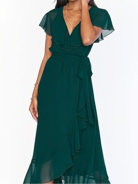 Show Me Your MuMu Emerald/Forrest Green Ruffle Wrap Maxi Dress